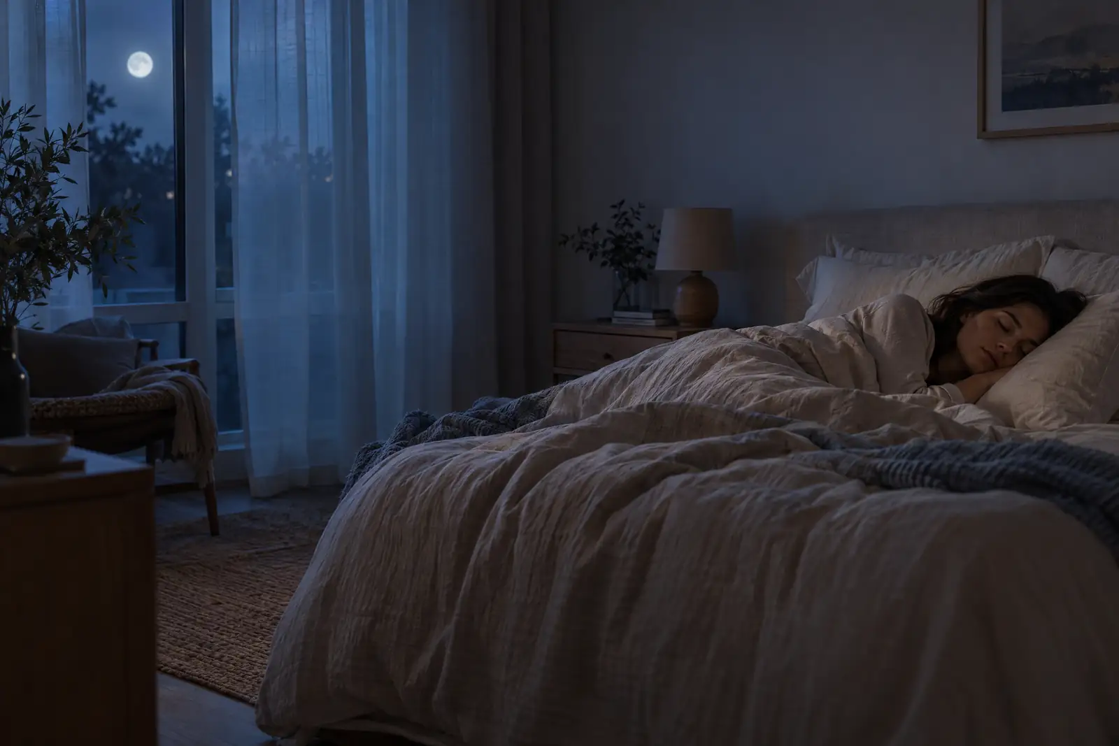 Chambre apaisée, personne dormant tranquillement